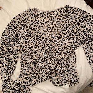 Zara blouse worn once! Black & white cheetah!